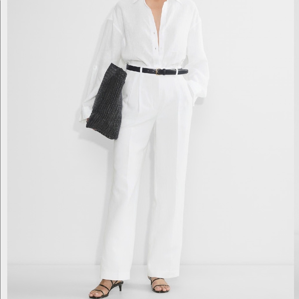 Aritzia White Wide-Leg High-Rise Pants
